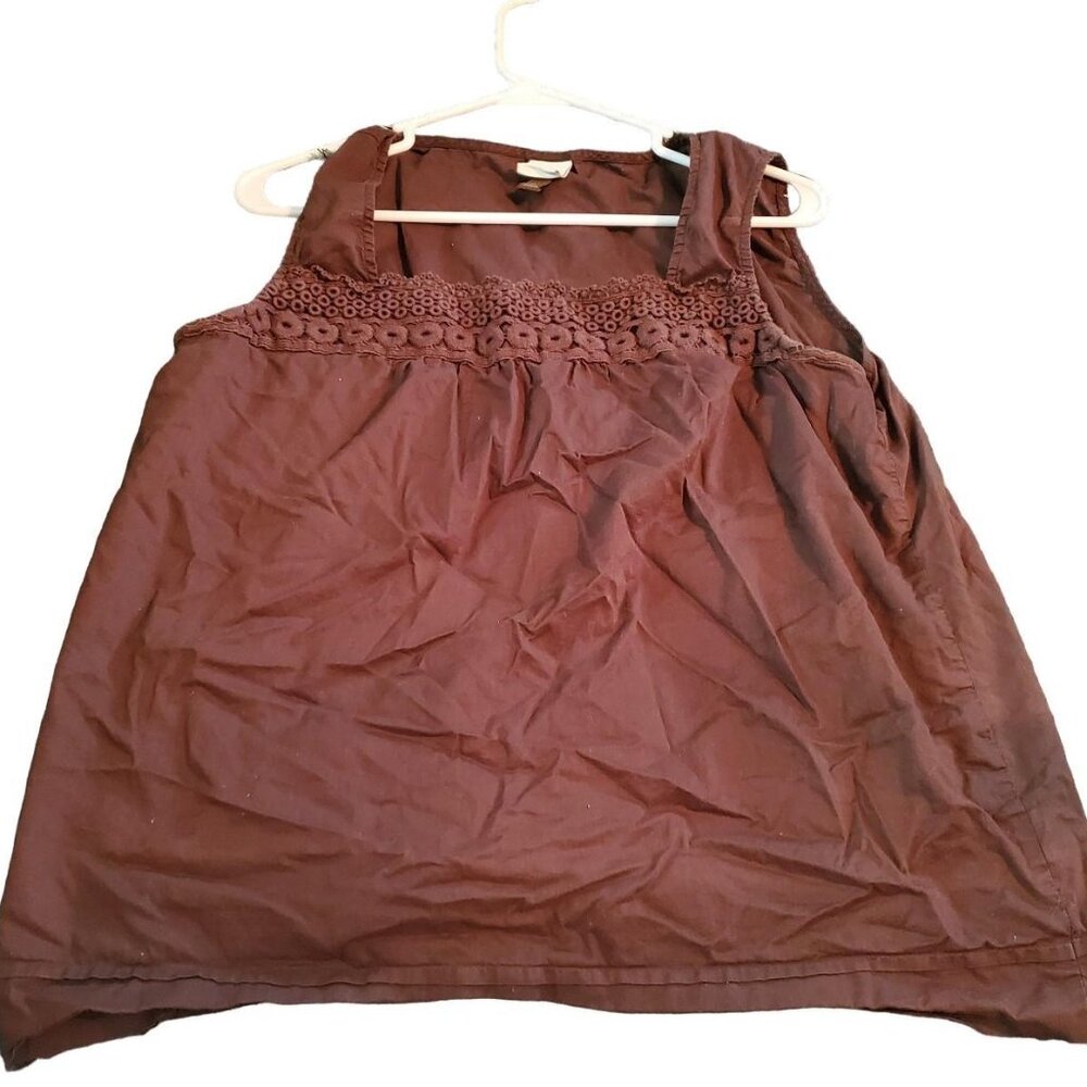 Sonoma Brown Embroidered Macrame Tank Top Boho